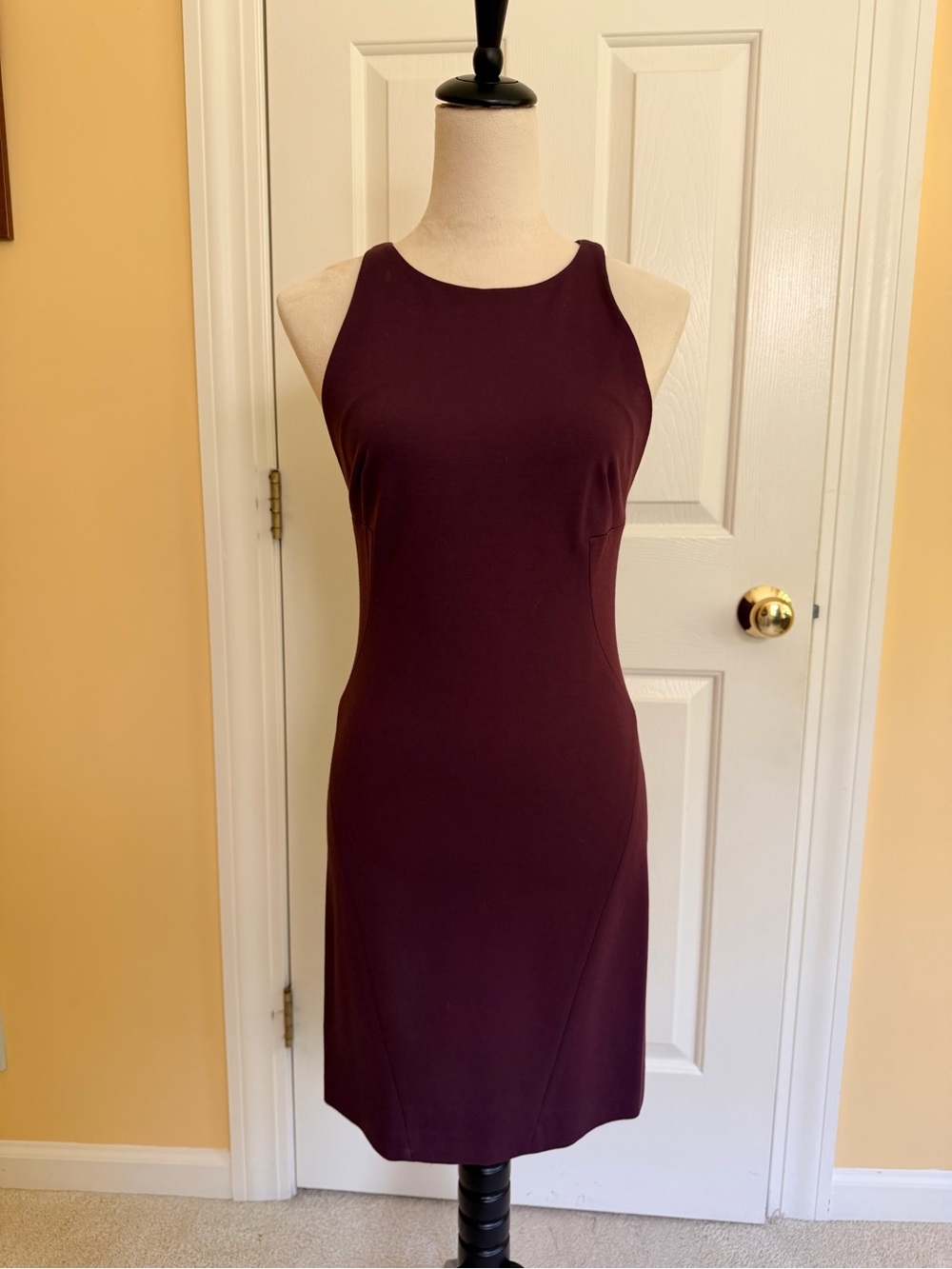 CHAIKEN sample burgundy knit stretch bodycon dress, S